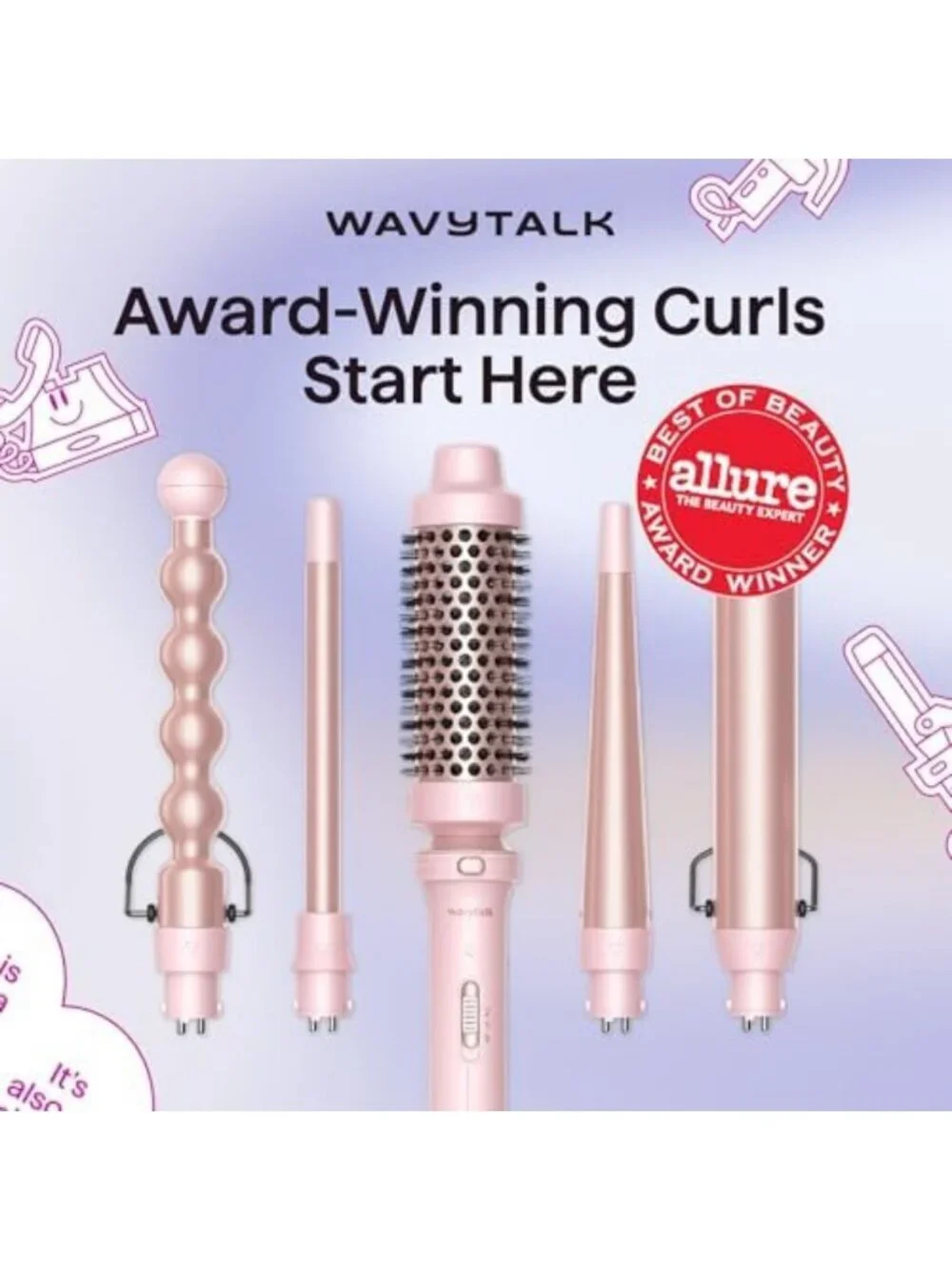 5-in-1 Curling Wand Set with Thermal Brush & Versatile Barrel Sizes for Waves